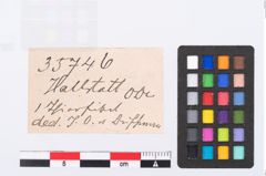 Etikett zu Bronzefigurenfibel (NHMW-PRAE-035746)